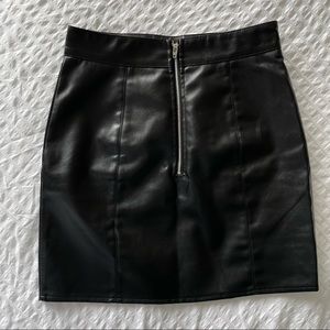 Tiger Mist Leather Skirt With Zipper - Small